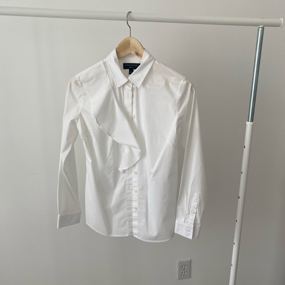 White blouse with ruffle